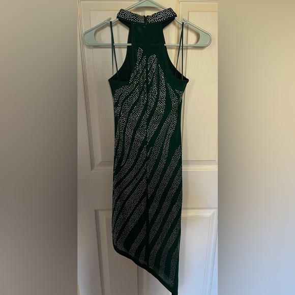 New! Green Halter Neck Embellished Dress, Size S - Picture 2 of 3